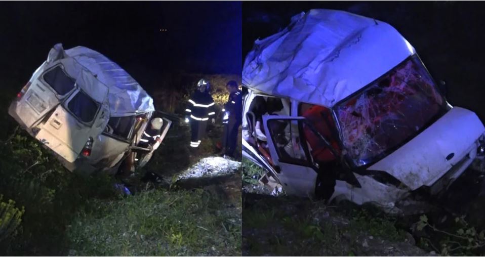 Samsun’un Bafra ilçesinde işçileri taşıyan minibüs şarampole yuvarlandı. Kazada 25