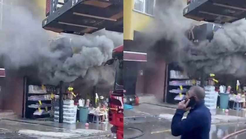 Ümraniye'de 5 katlı bir binanın giriş katında bulunan ucuzluk pazarında