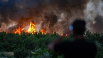 İzmir’in Ödemiş ilçesinde çıkan orman yangınında 80 yaşındaki hasta ile