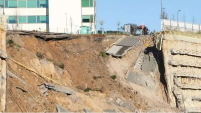 Ümraniye İnkılap Mahallesi Sokullu Caddesi’ndeki bir inşaatın istinat duvarının yıkılması
