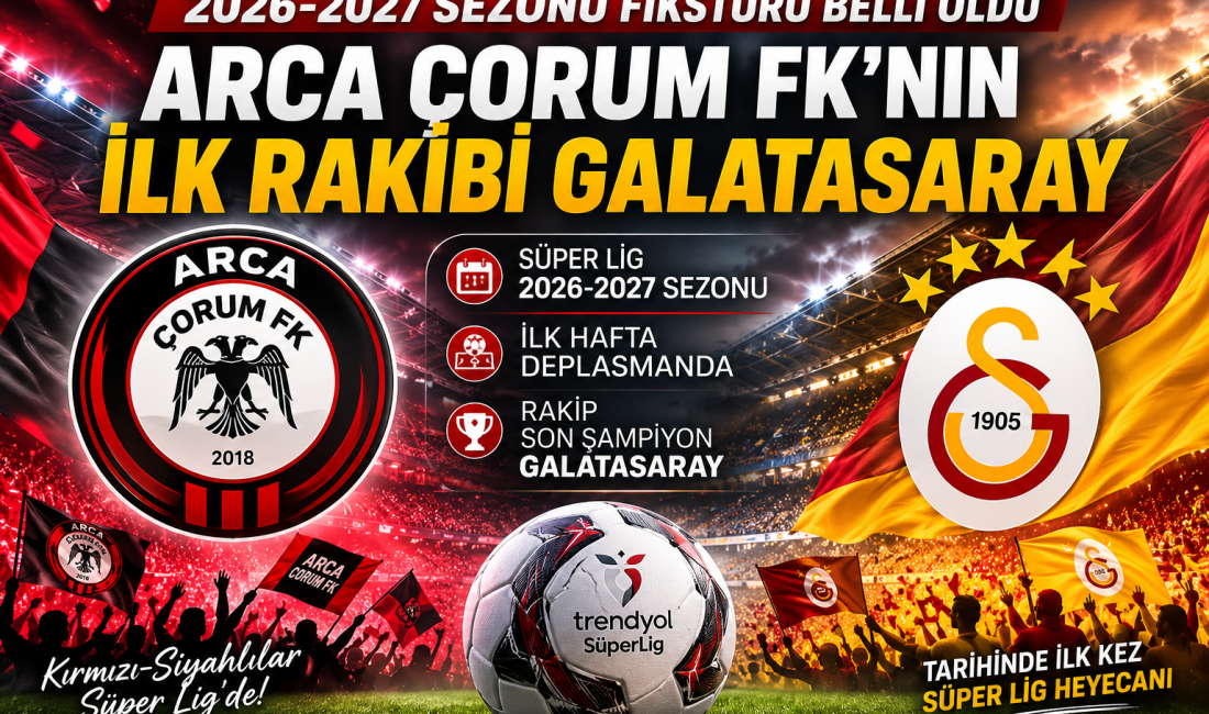 Arca Çorum FK'nın 2026-2027 Süper Lig fikstürü açıklandı. Tarihindeki ilk